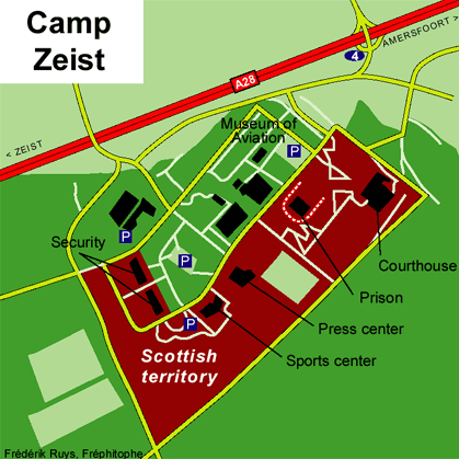 Pianta schematica di Camp Zeist con gli edifici principali